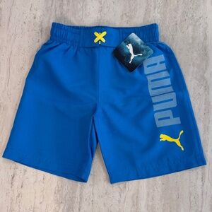 Puma Boys Neon Blue Swim‎ Trunks Size 5 NWT